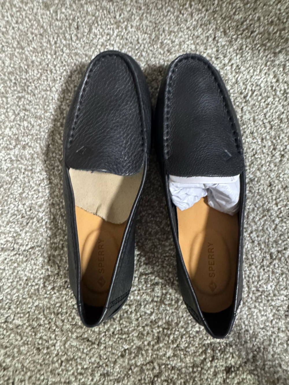 Sperry Black Leather Women’s Slip-On Loafers